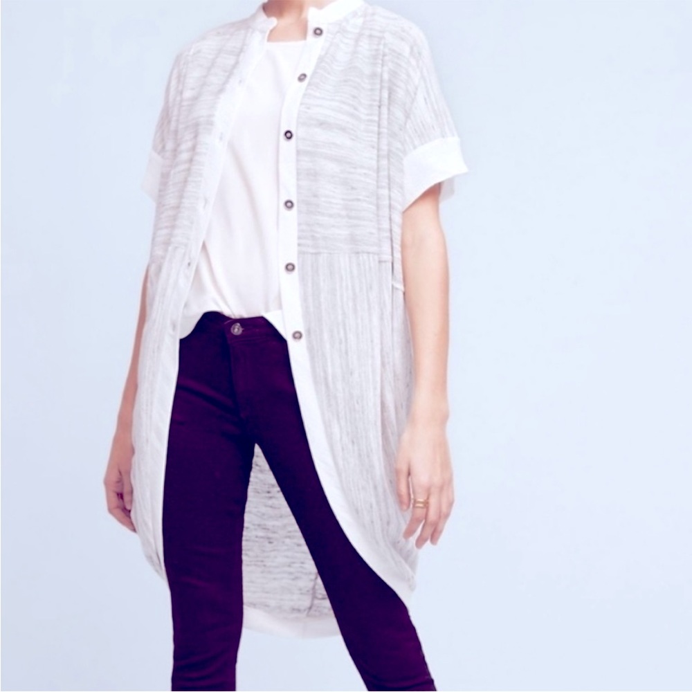 Postage stamp button up cocoon shirt
